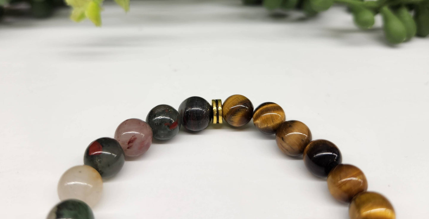 ABUNDANCE - Green Jade/Tiger Eye/Bloodstone Bracelet