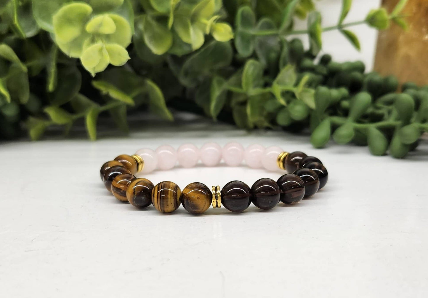 Releasing the Past Bracelet - Rose Quartz/Smoky Quartz/Yellow Tiger Eye