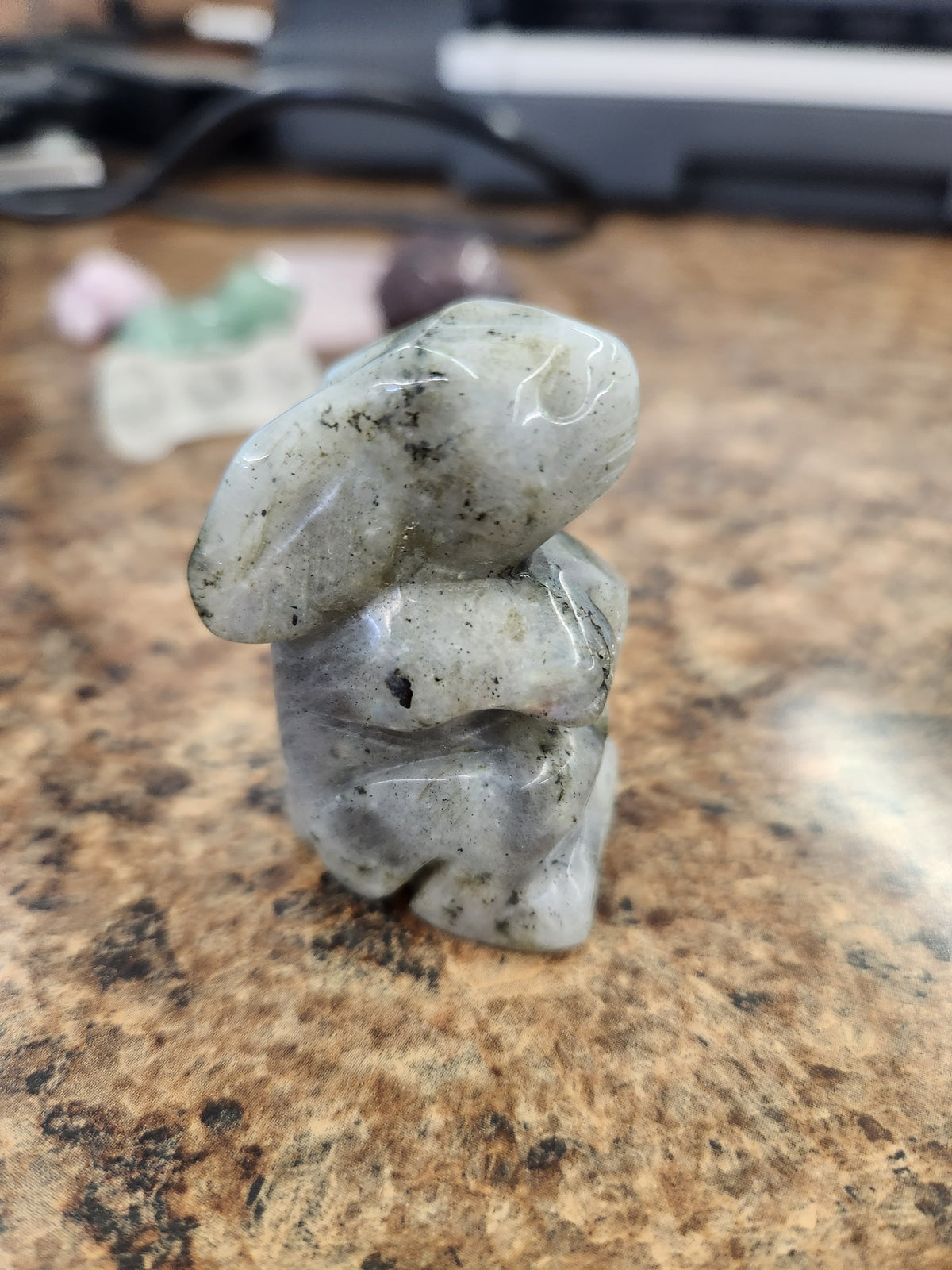 Rainbow Moonstone Rabbit Bunny Carving- Big Fat Magick