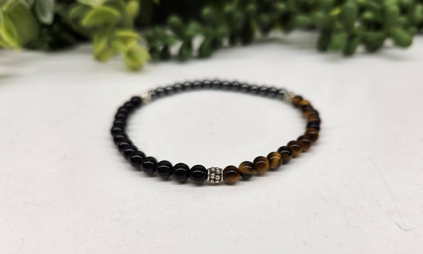Warriors's Shield Bracelet - Hematite/Tiger Eye/Black Obsidian