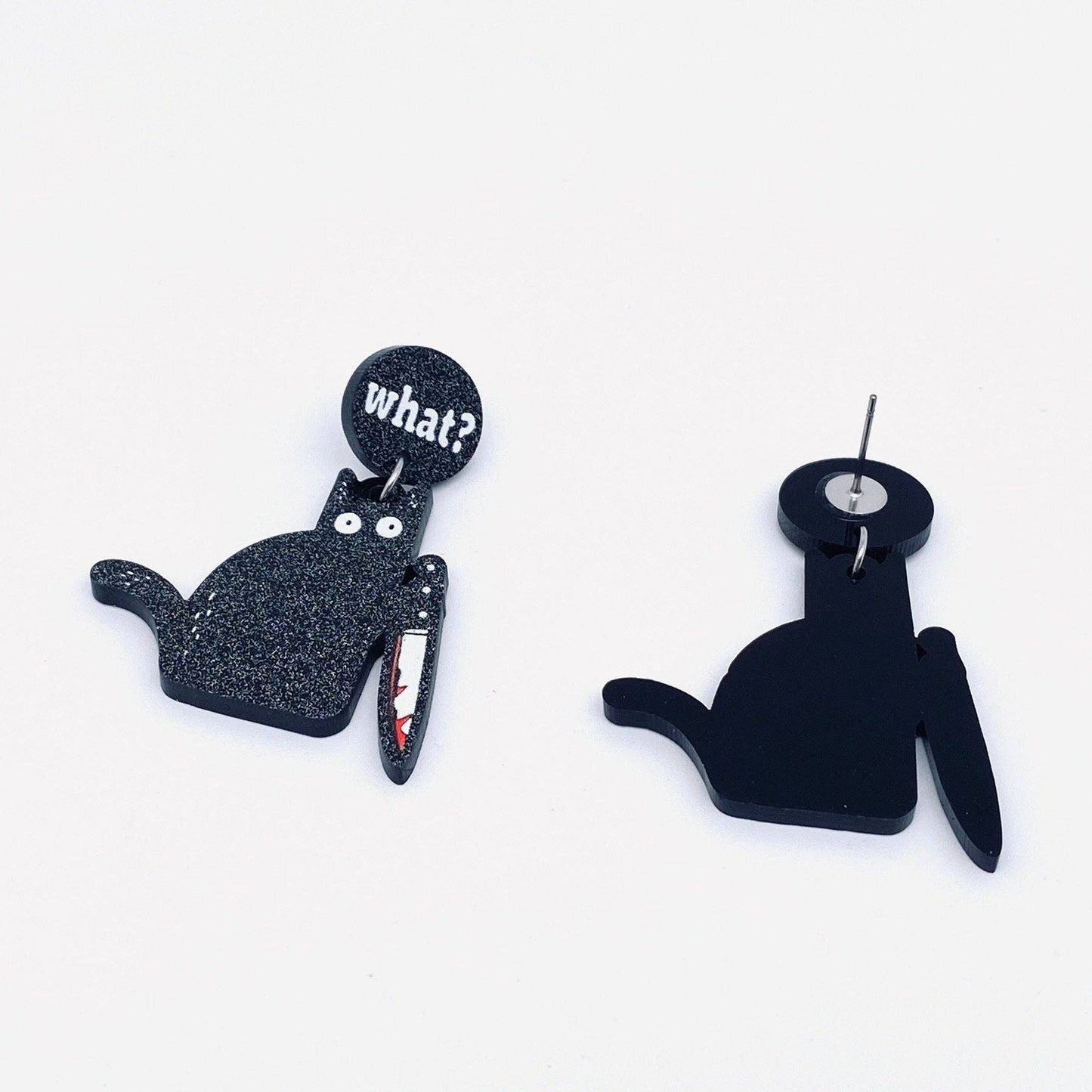 Black Stabby Cat What Earrings