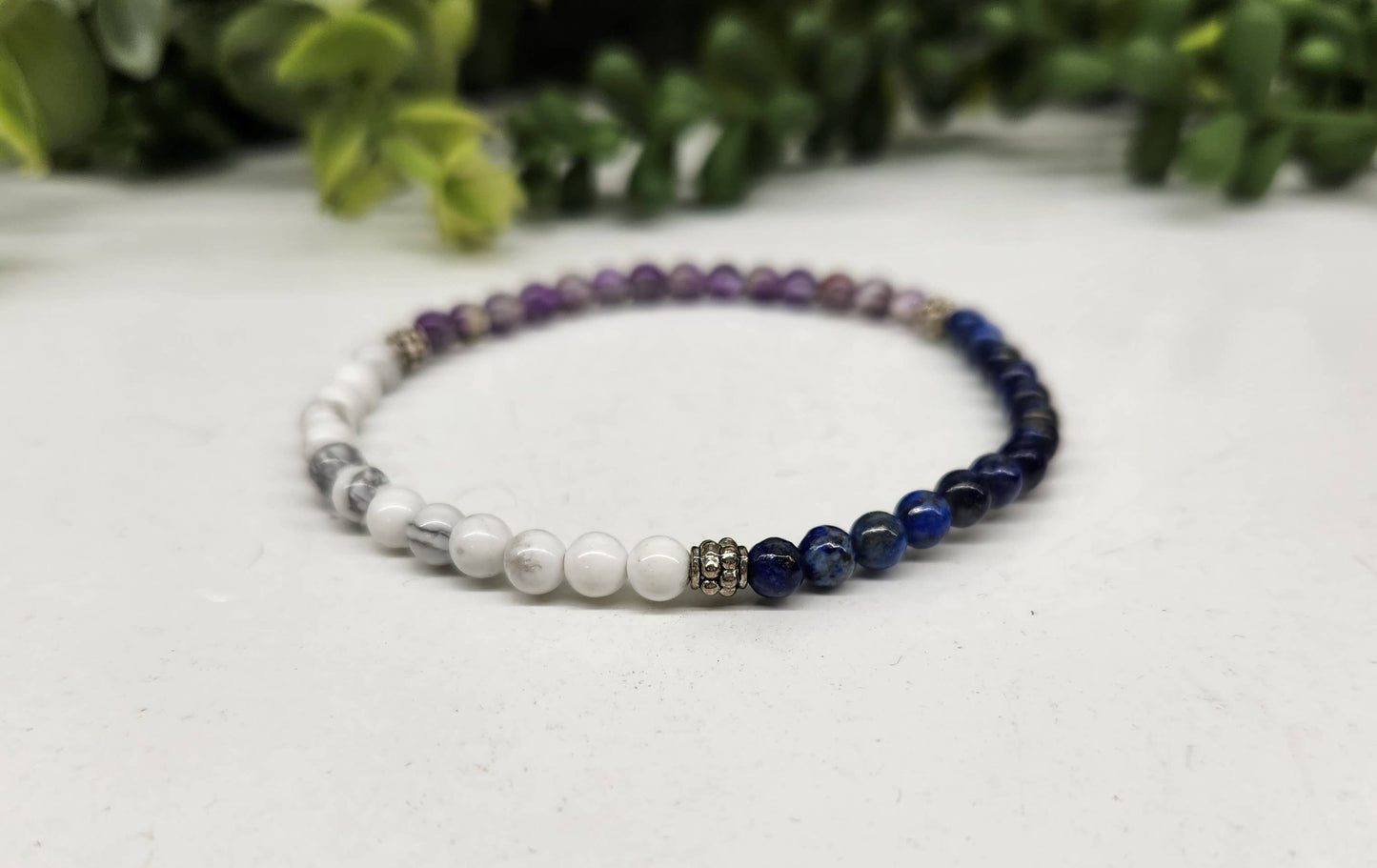 Mental Clarity Bracelet - Amethyst/White Howlite/Lapis Lazuli