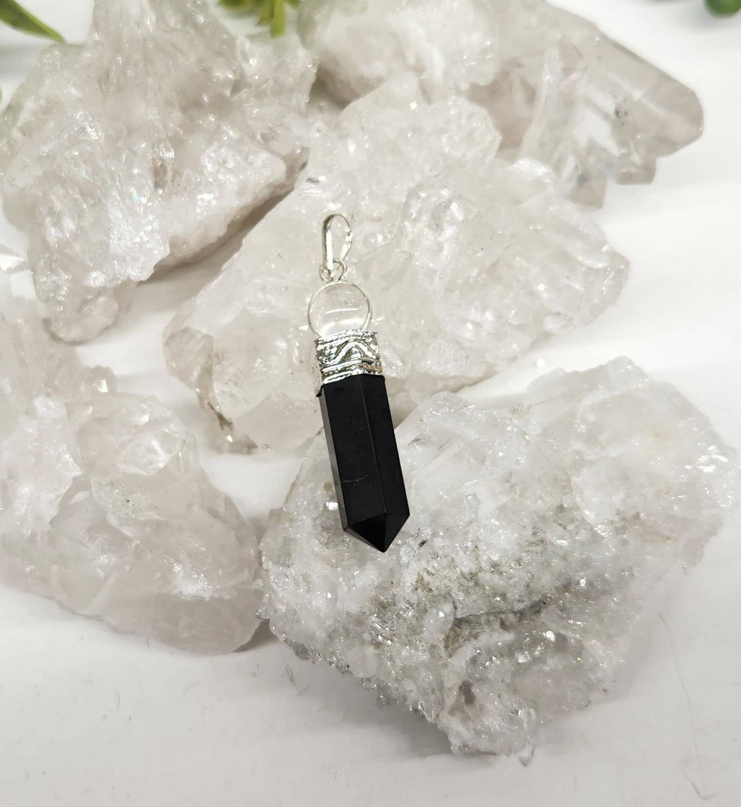 Shungite Pendant with Clear Quartz Sphere