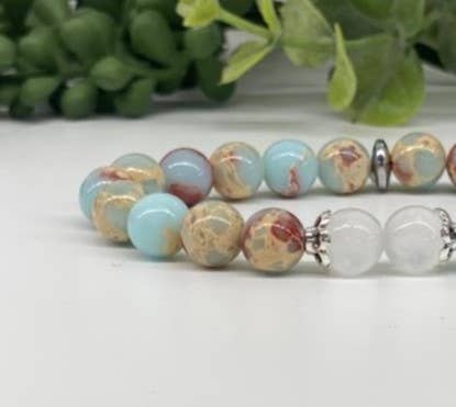 SHEDDING & RENEWAL - Snake Skin Jasper/Selenite 8mm Bracelet