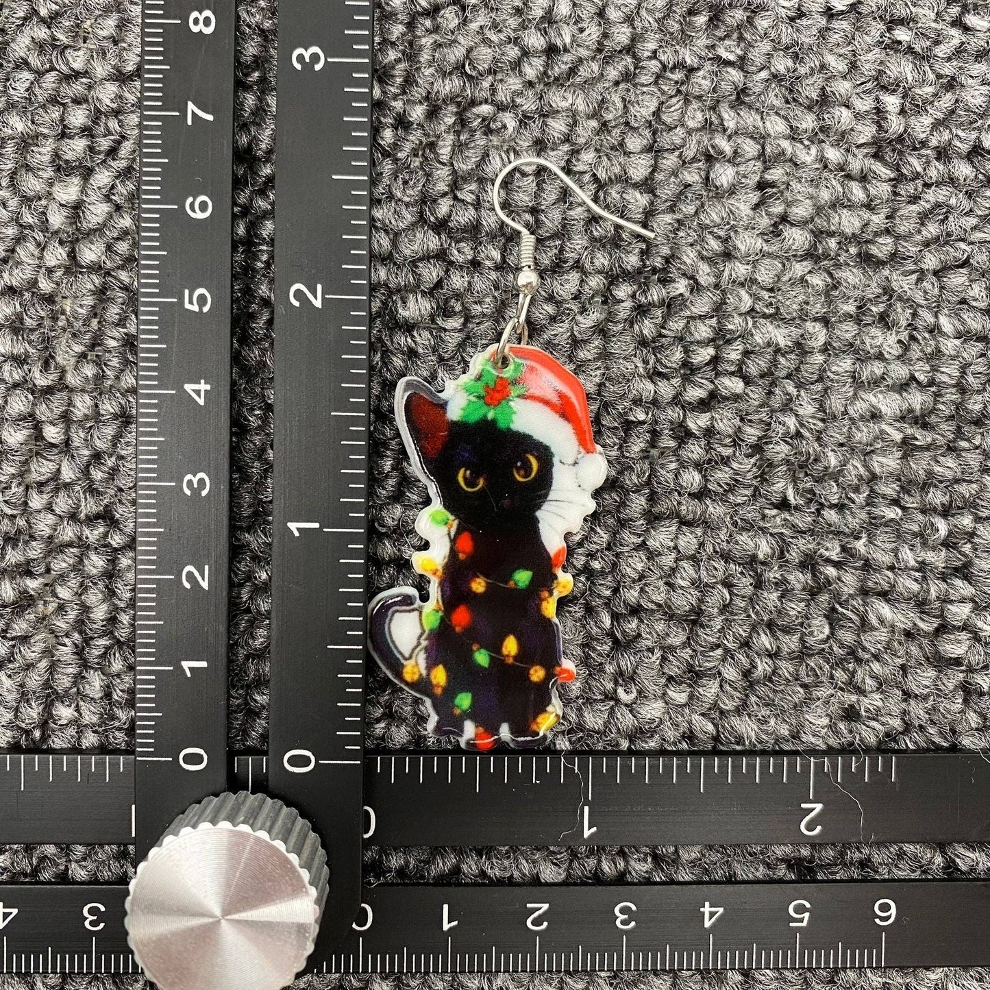 Santa Cat Holiday Light Earrings