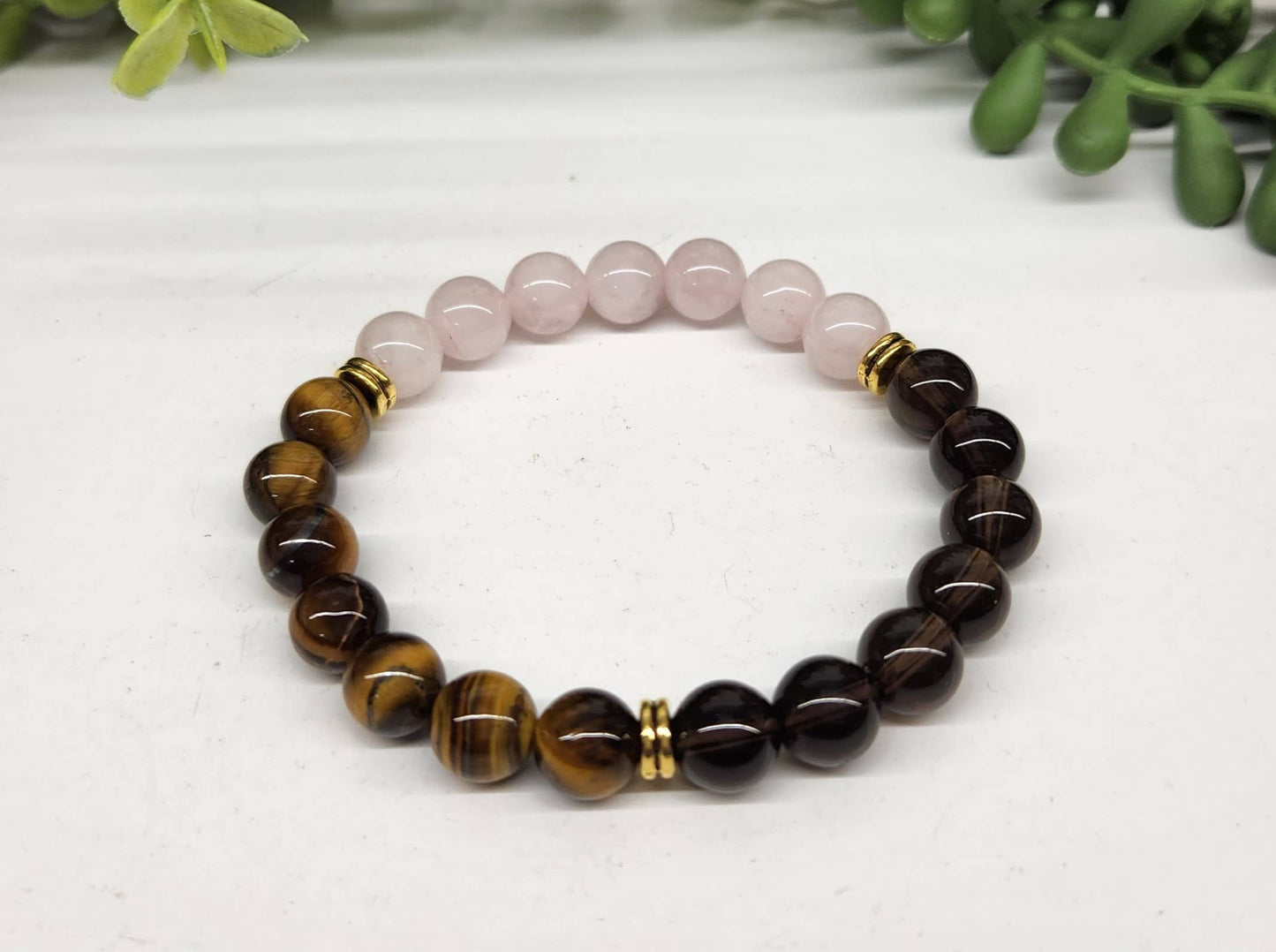 Releasing the Past Bracelet - Rose Quartz/Smoky Quartz/Yellow Tiger Eye
