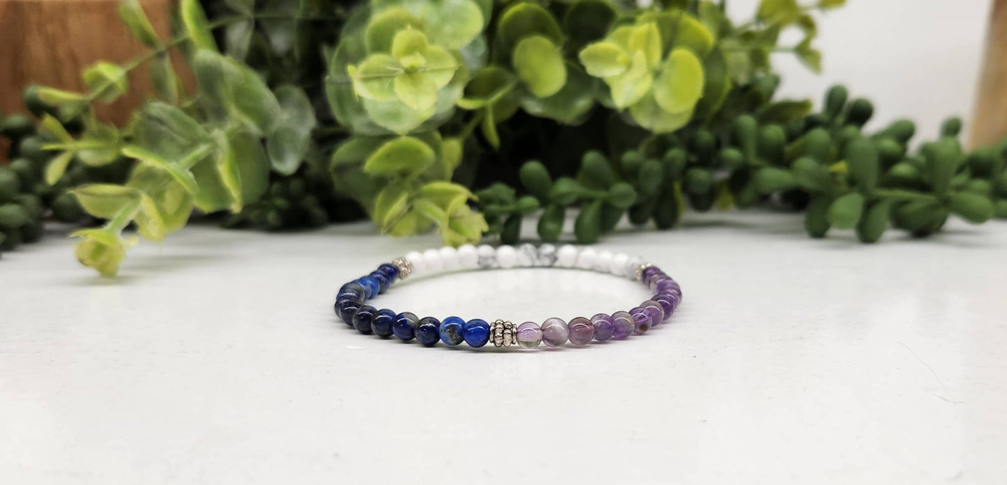Mental Clarity Bracelet - Amethyst/White Howlite/Lapis Lazuli