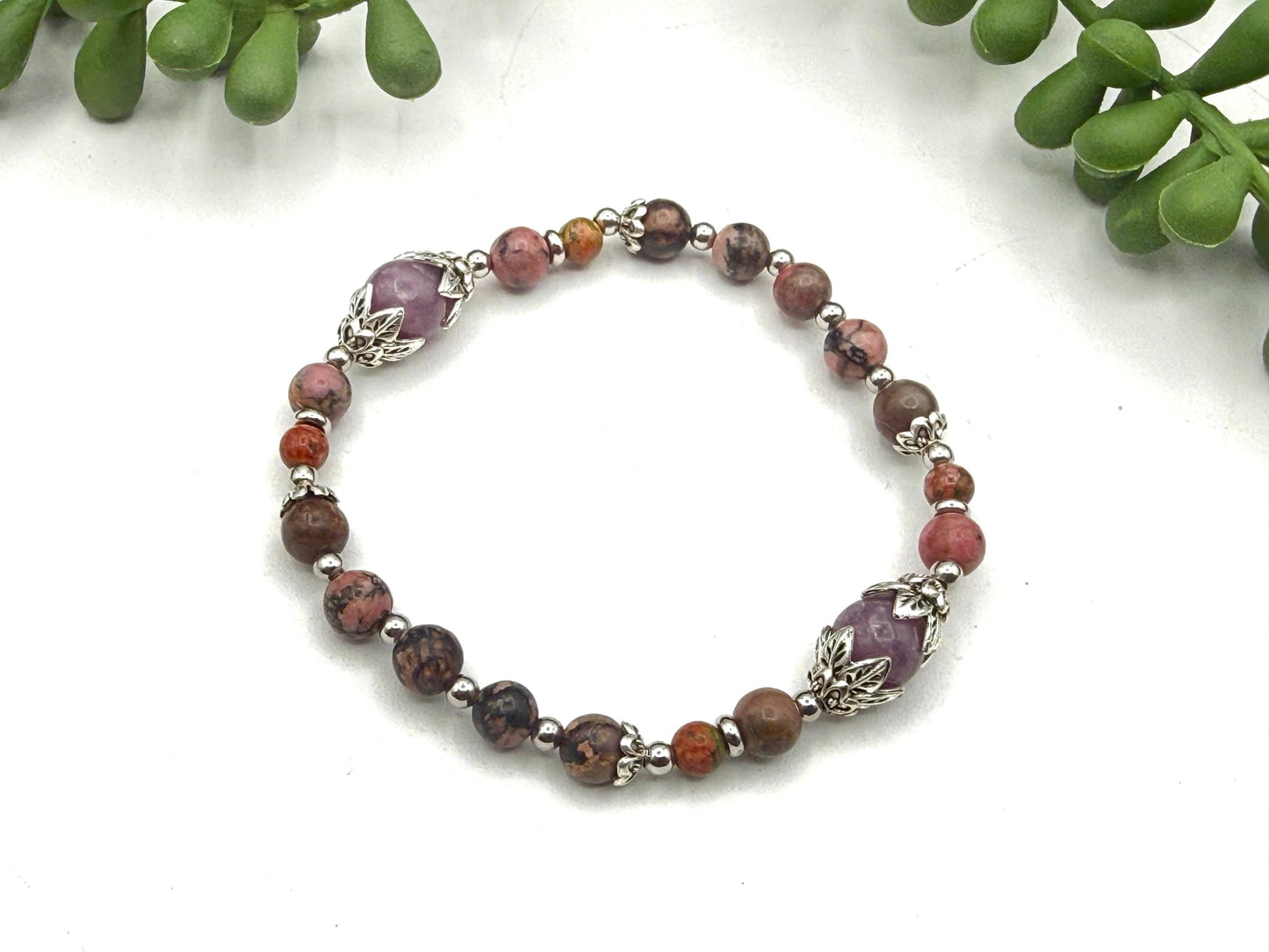 Forgive & Release - Lepidolite/Rhodonite/Unakite Bracelet