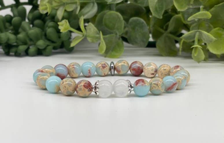 SHEDDING & RENEWAL - Snake Skin Jasper/Selenite 8mm Bracelet