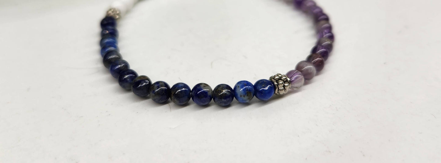 Mental Clarity Bracelet - Amethyst/White Howlite/Lapis Lazuli
