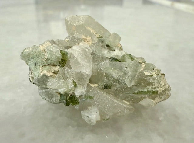 Green Tourmaline & Quartz Cluster