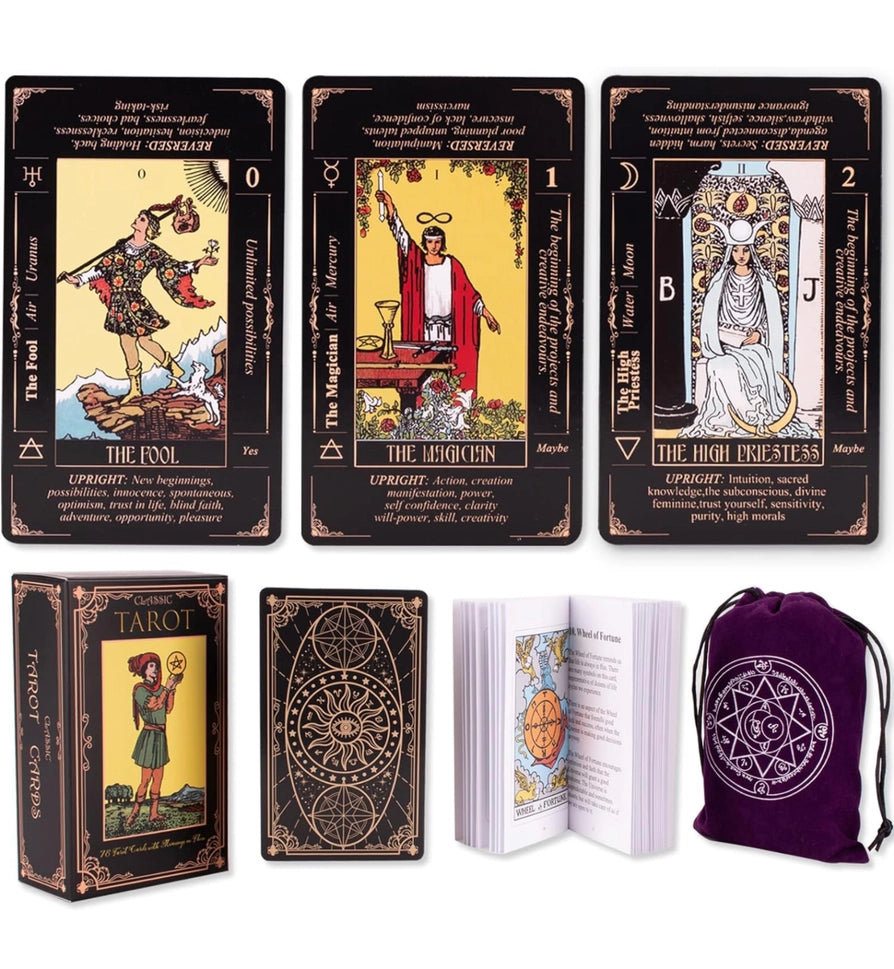 Beginners Tarot Cards with Meanings and Keywords and Bag