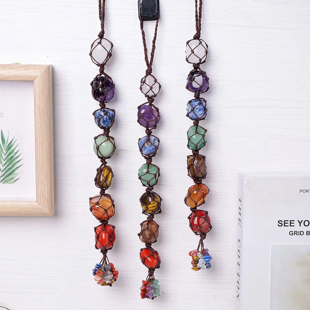 Natural Crystal Chakra Pendant - Tumbled Healing Stones for Energy Balance