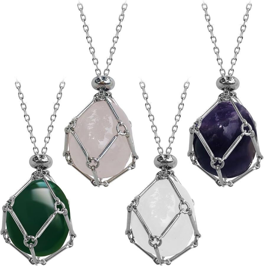 Silver Net Cage Necklace