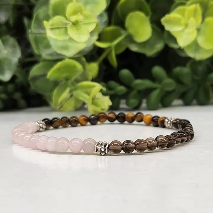 Releasing the Past Bracelet - Rose Quartz/Smoky Quartz/Yellow Tiger Eye