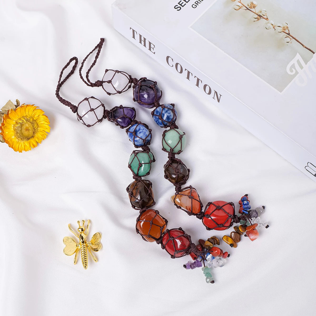 Natural Crystal Chakra Pendant - Tumbled Healing Stones for Energy Balance