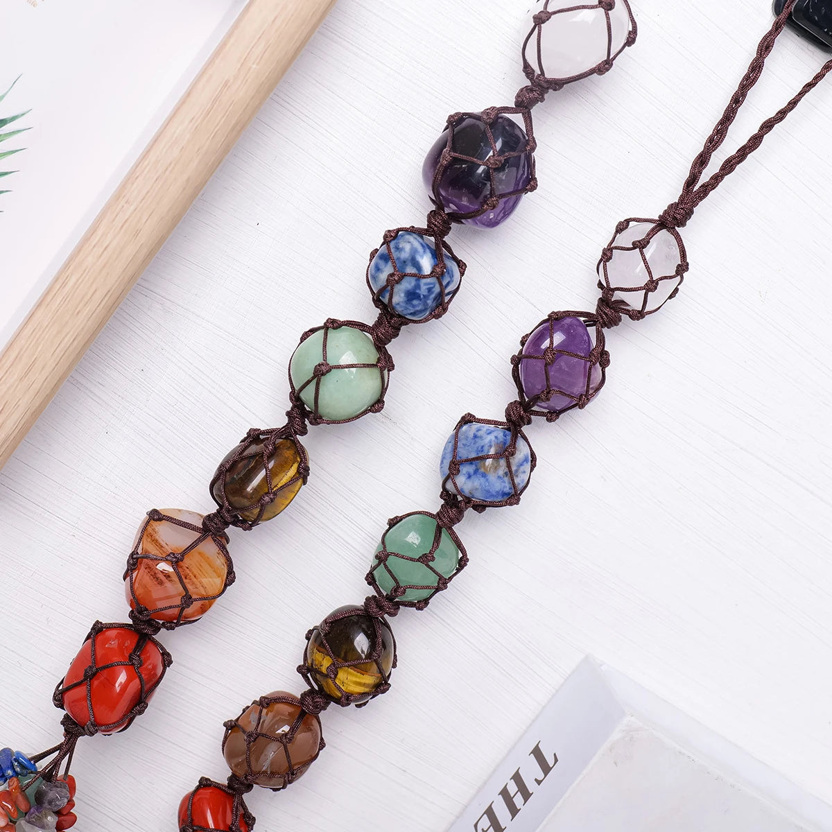 Natural Crystal Chakra Pendant - Tumbled Healing Stones for Energy Balance