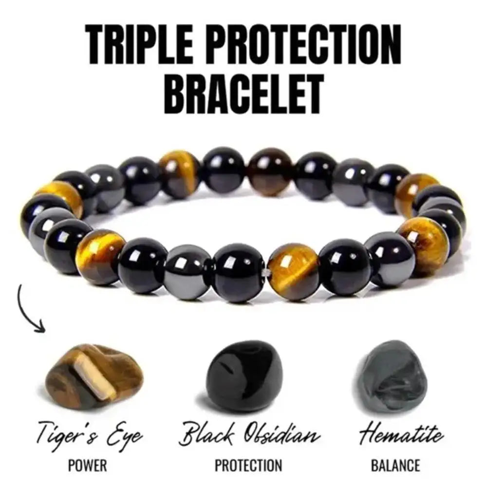 Obsidian, Hematite, Tigers Eye Bracelet