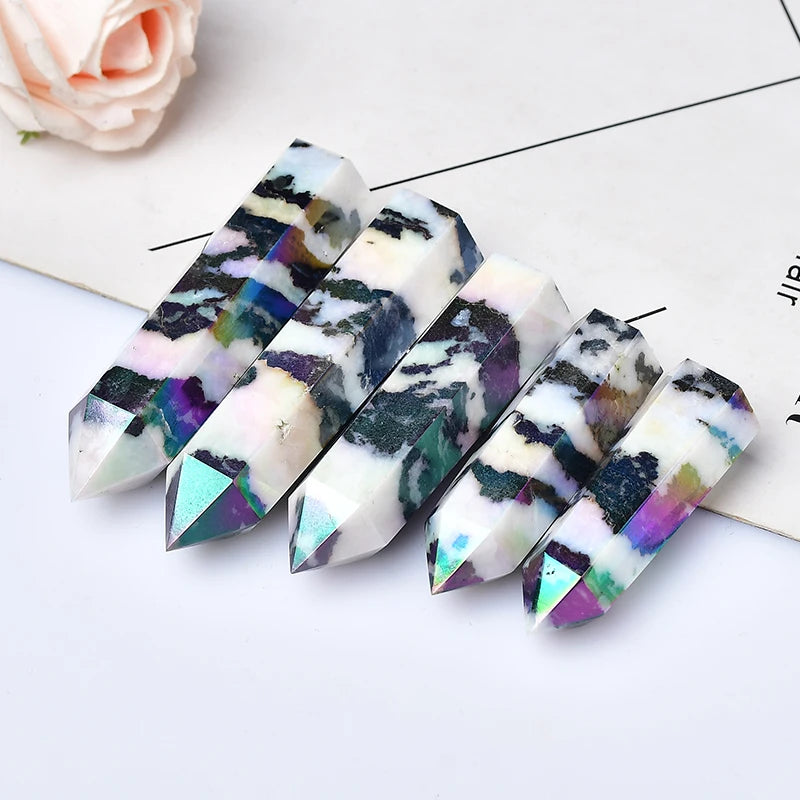 Aura Zebra Quartz Obelisk