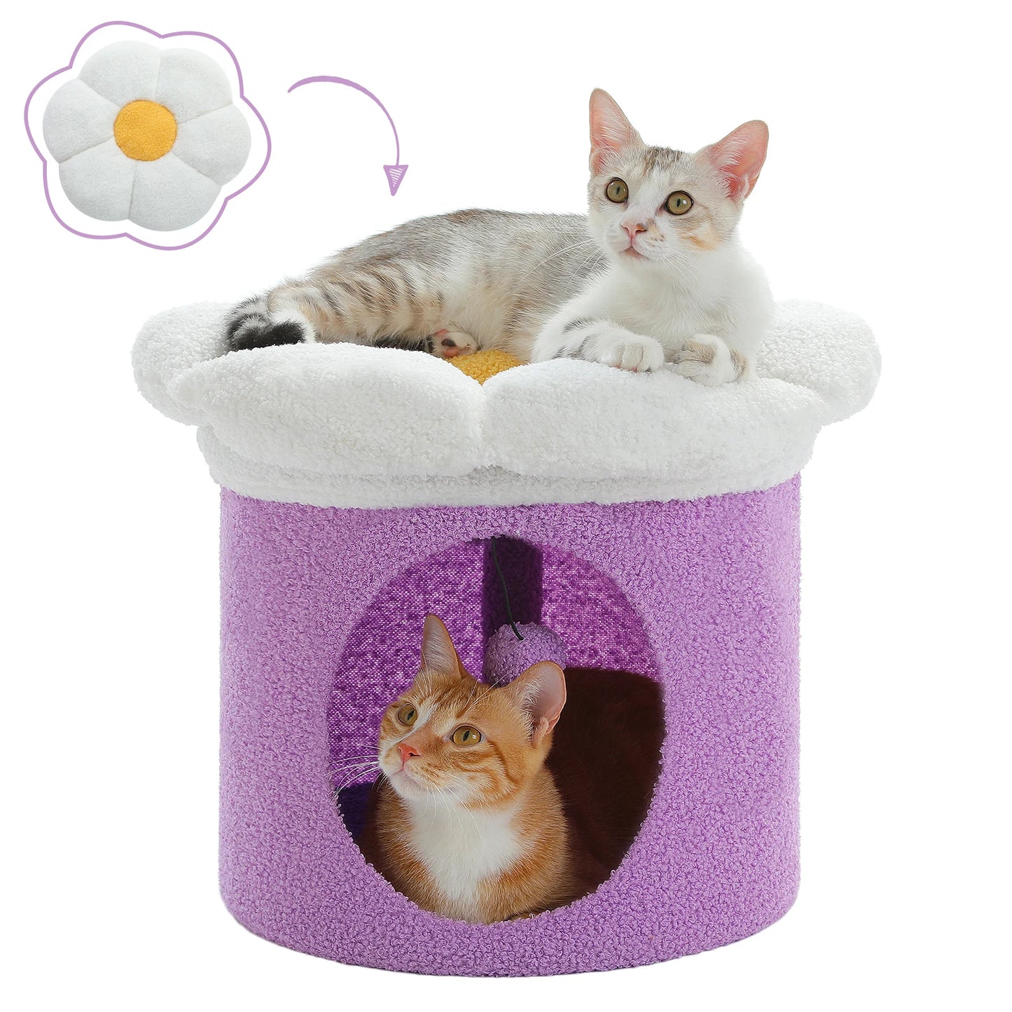 Cat House with Removable Flower Cat Bed