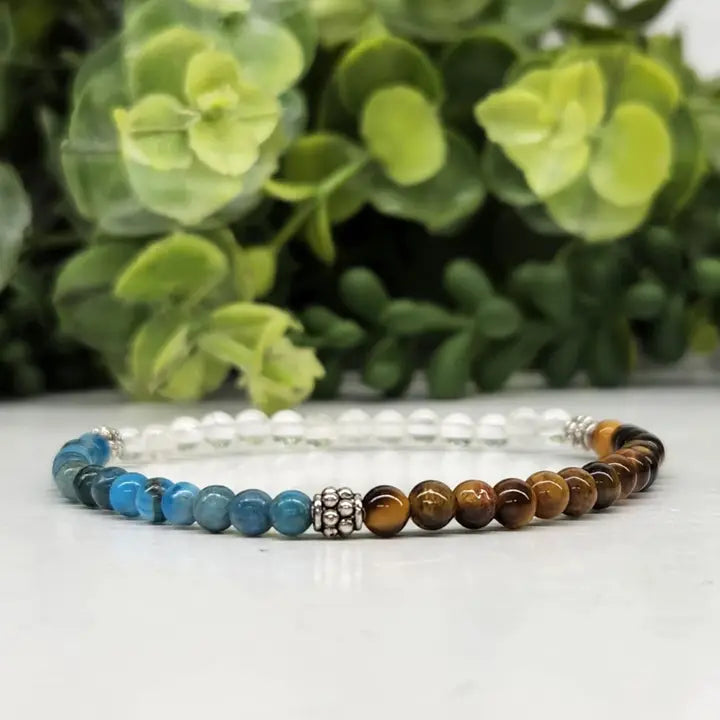 Weight Loss Bracelet - Blue Apatite/Tiger eye/Clear Quartz