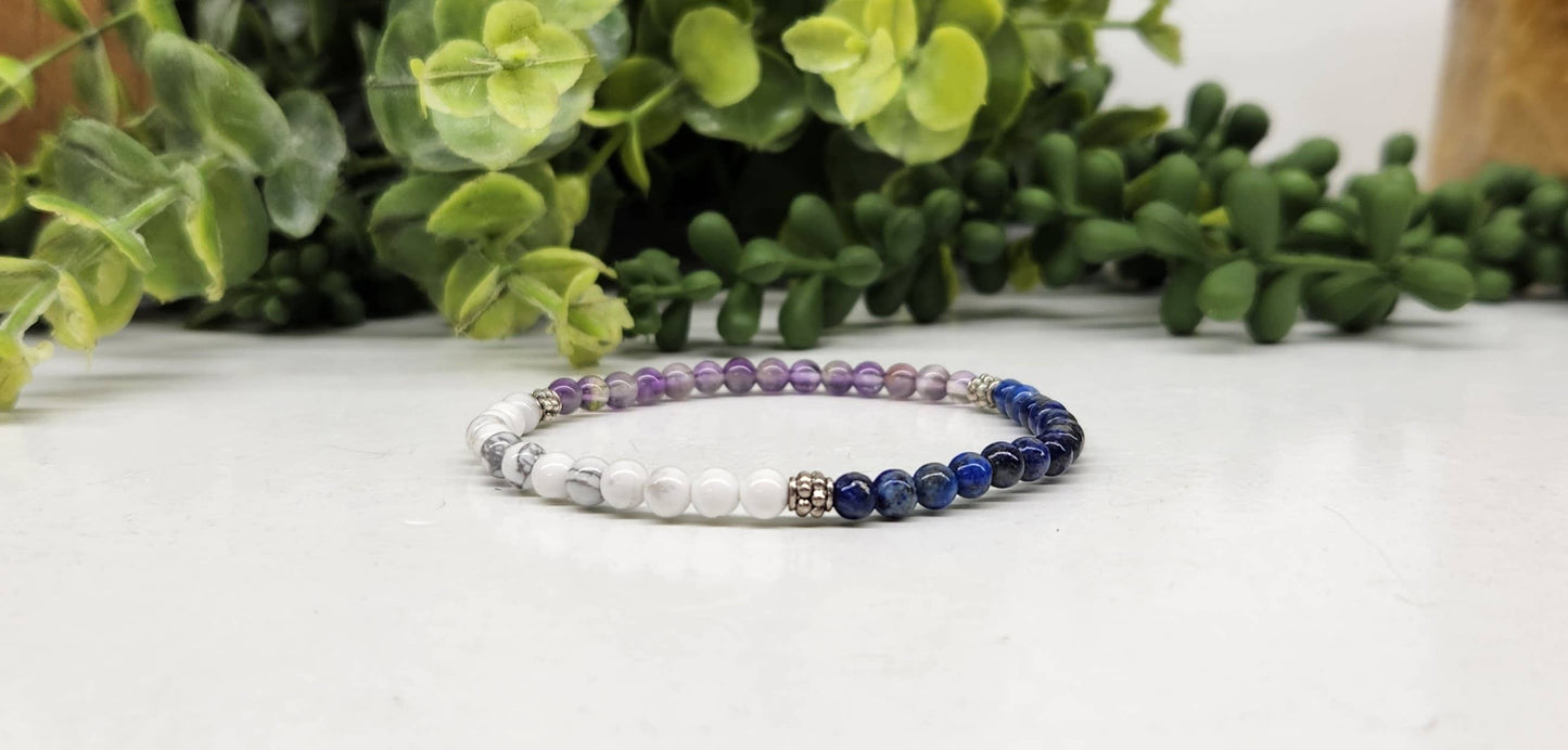 Mental Clarity Bracelet - Amethyst/White Howlite/Lapis Lazuli
