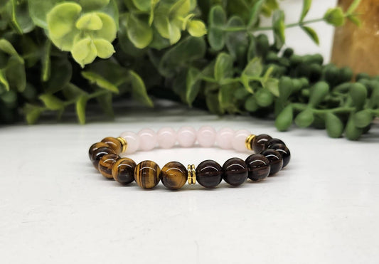 Releasing the Past Bracelet - Rose Quartz/Smoky Quartz/Yellow Tiger Eye