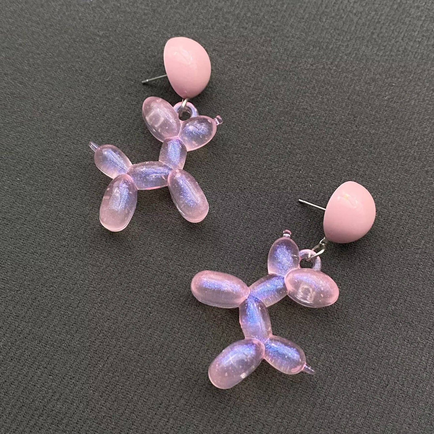 Pink Balloon Dog Earrings
