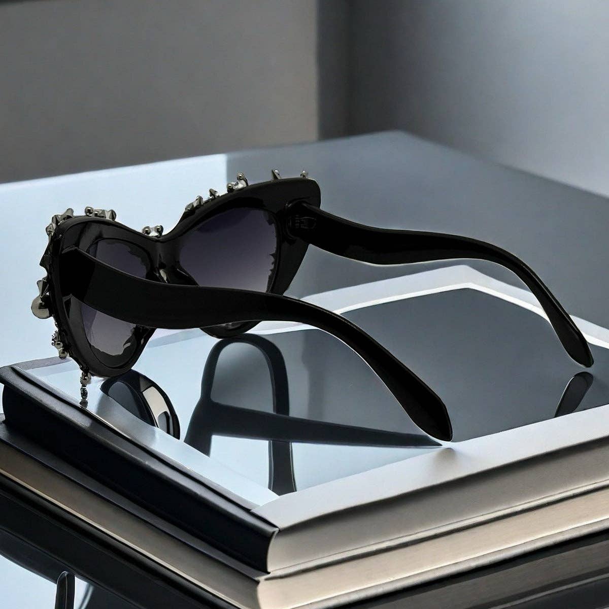 Cat Eye Sunglasses with Metal Studs