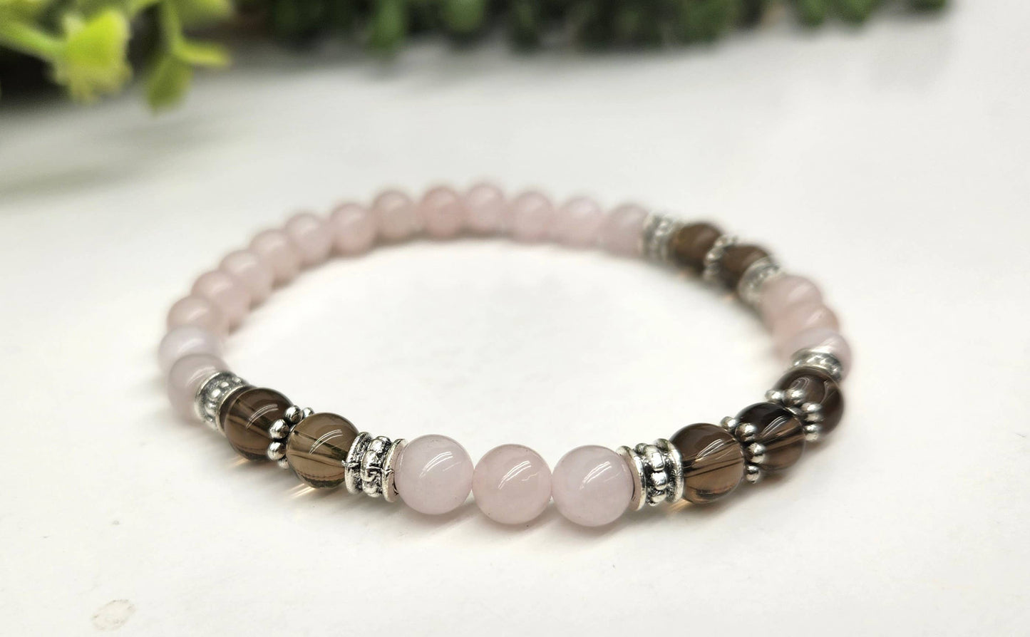 GRIEF/LOSS - Smoky Quartz/Rose Quartz 6mm Bracelet