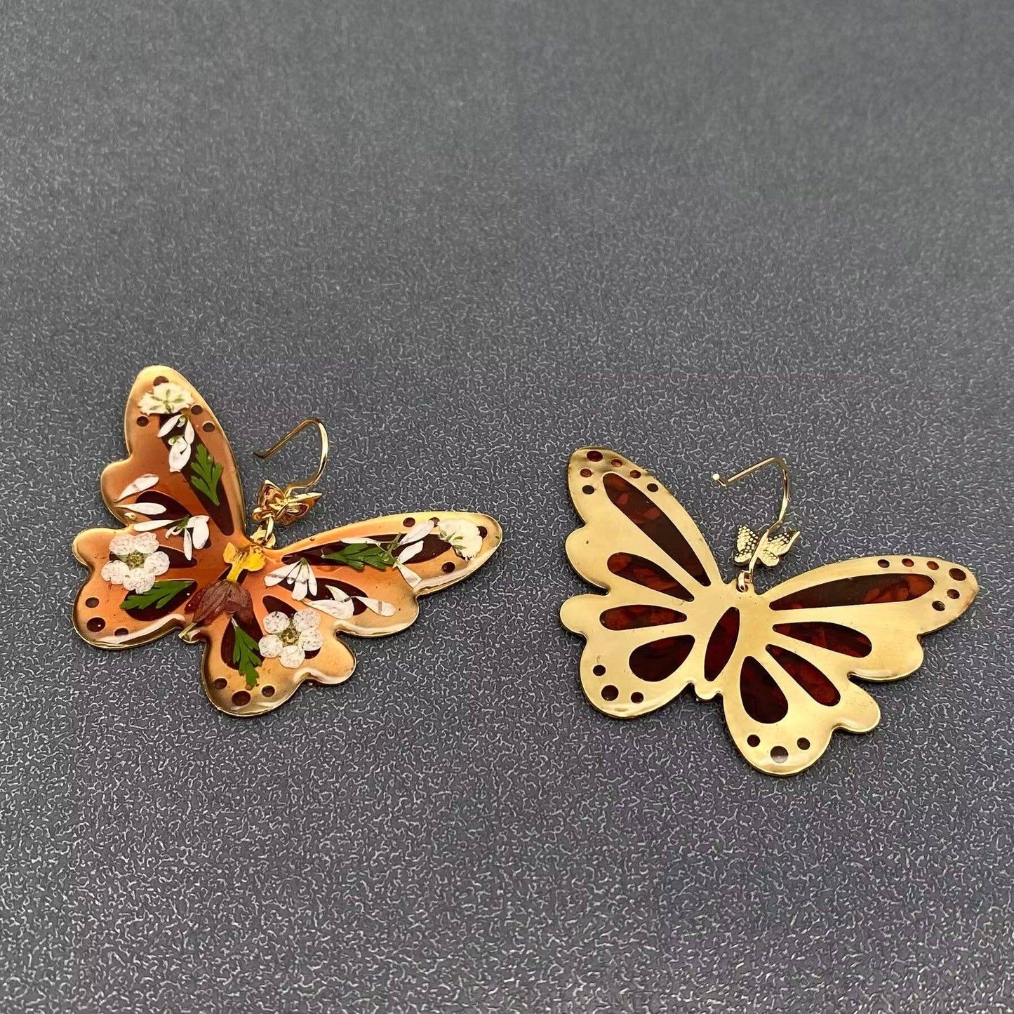 Dried Flowers Butterfly Earrings