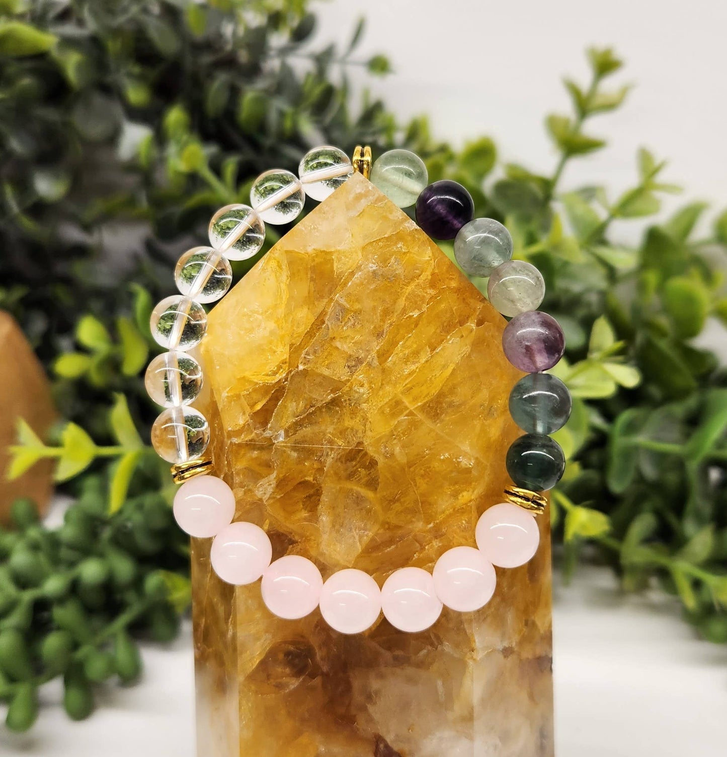 INNER PEACE - Clear Quartz/Rainbow Fluorite/Rose Quartz