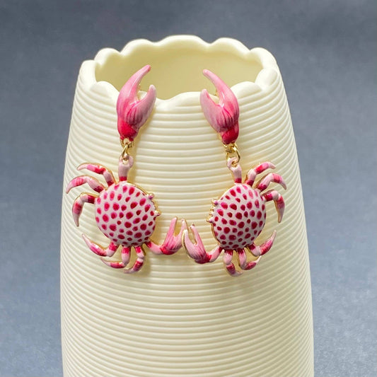 Pink Crab Earrings