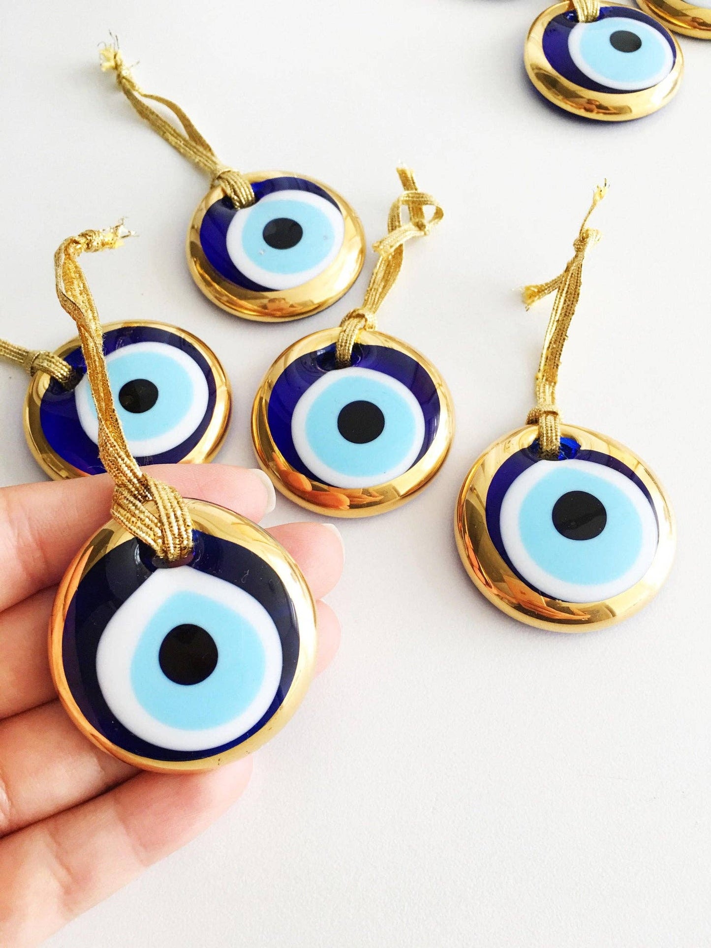 Evil Eye Gold Trimmed Beads
