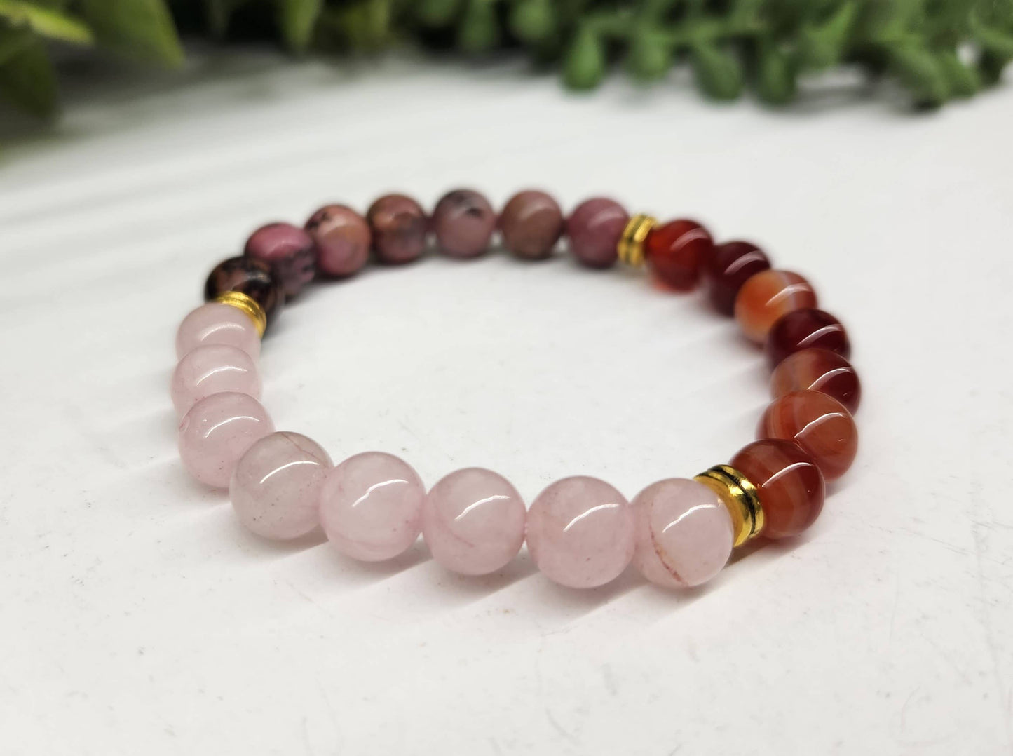 Self Love - Rose Quartz/Banded Carnelian/Rhodonite Bracelet