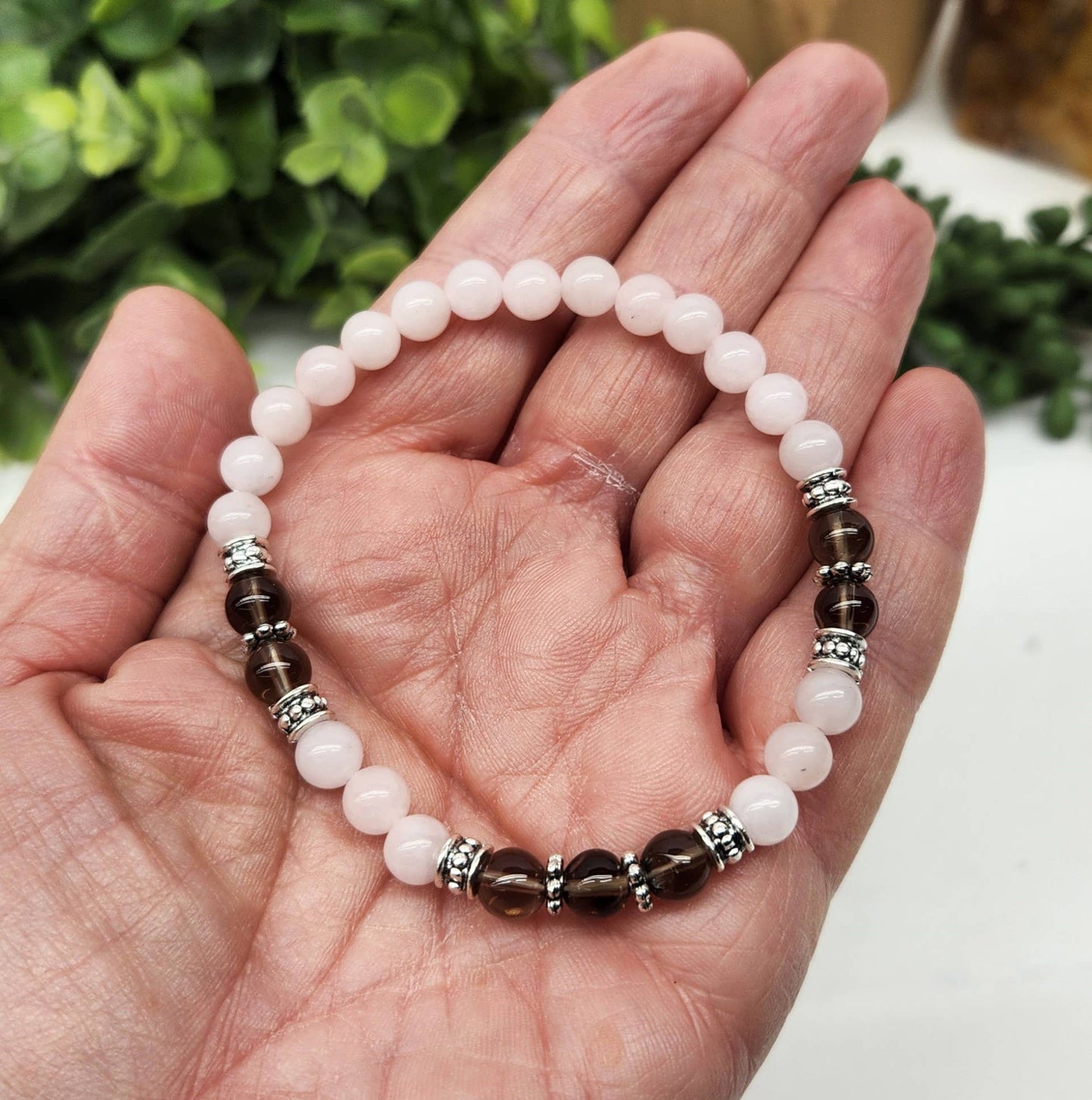 GRIEF/LOSS - Smoky Quartz/Rose Quartz 6mm Bracelet