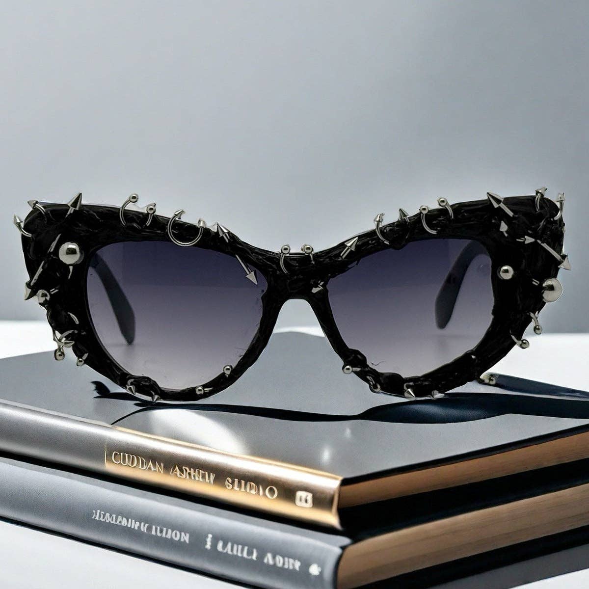 Cat Eye Sunglasses with Metal Studs