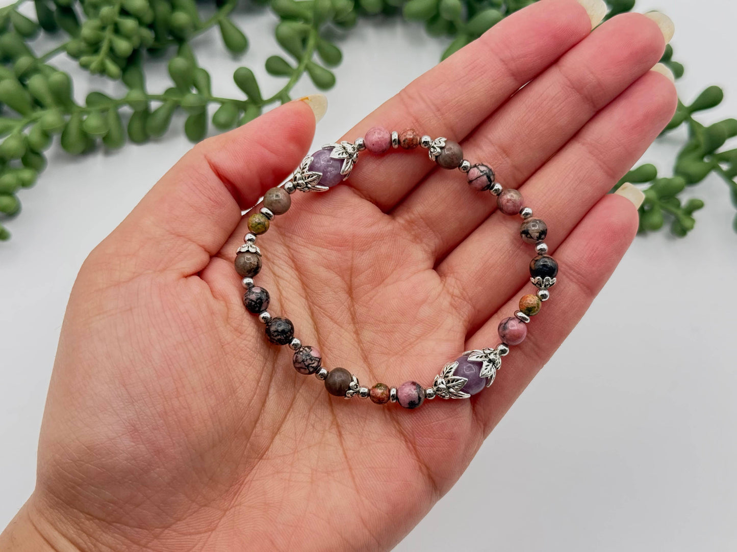 Forgive & Release - Lepidolite/Rhodonite/Unakite Bracelet