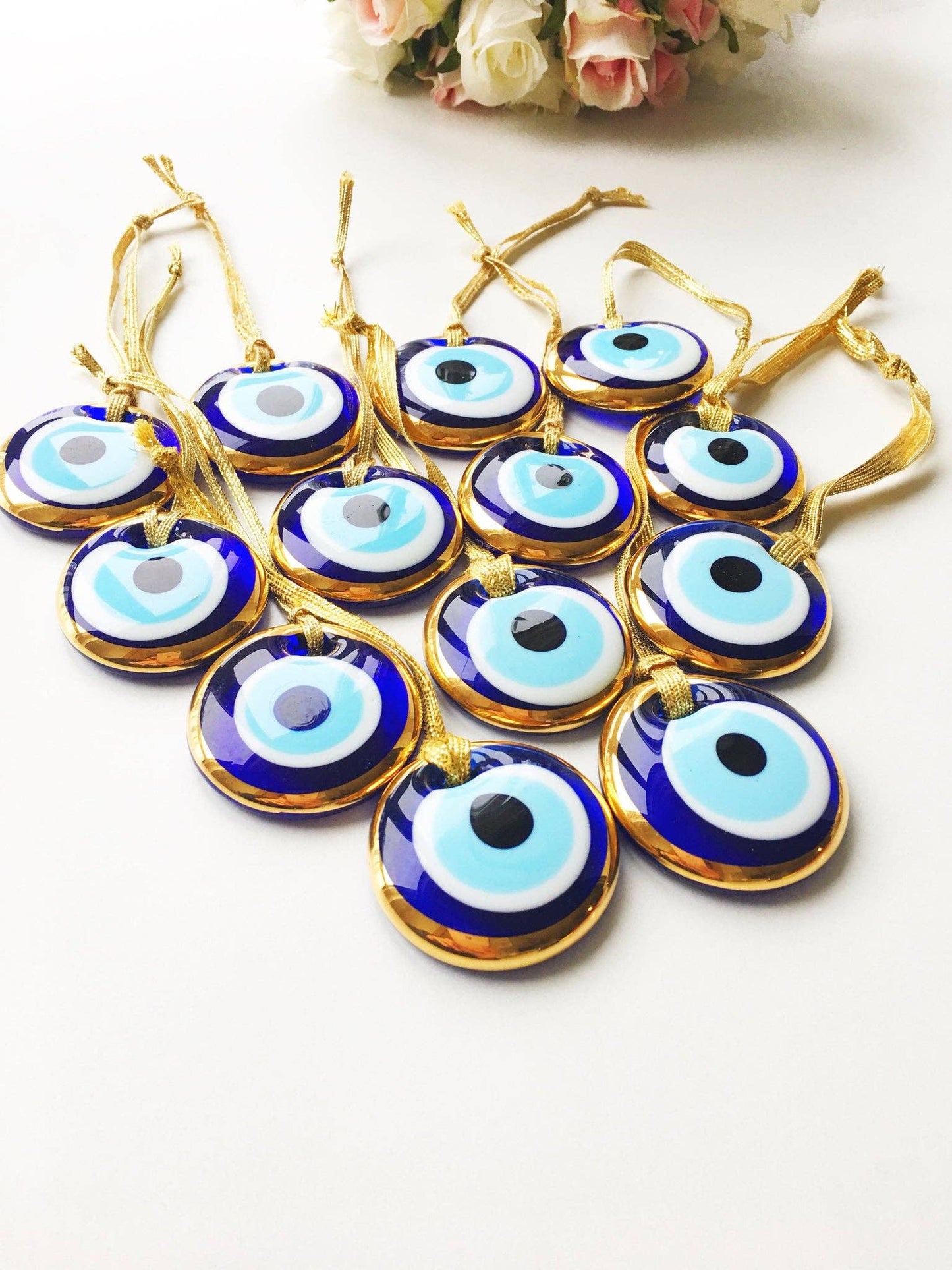 Evil Eye Gold Trimmed Beads