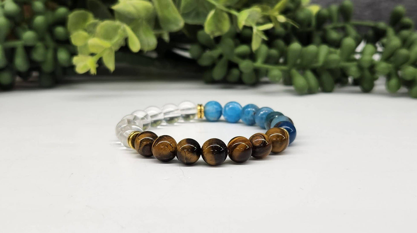 WEIGHT LOSS - Blue Apatite/Tiger eye/Clear Quartz Bracelet