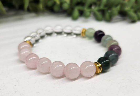 INNER PEACE - Clear Quartz/Rainbow Fluorite/Rose Quartz