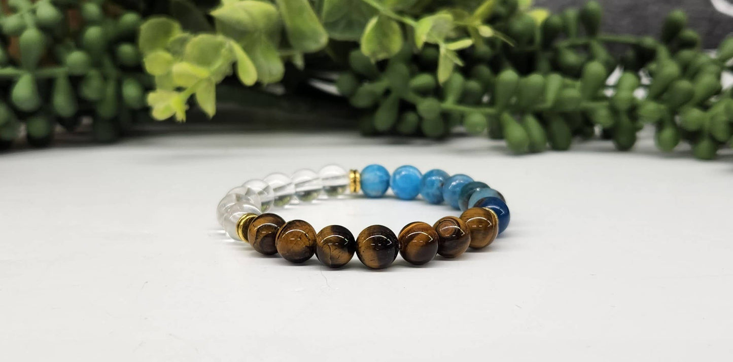 WEIGHT LOSS - Blue Apatite/Tiger eye/Clear Quartz Bracelet