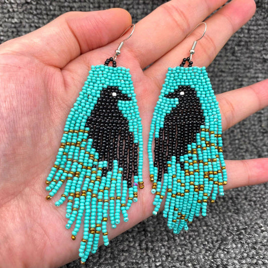 Crow Beaded Earrings