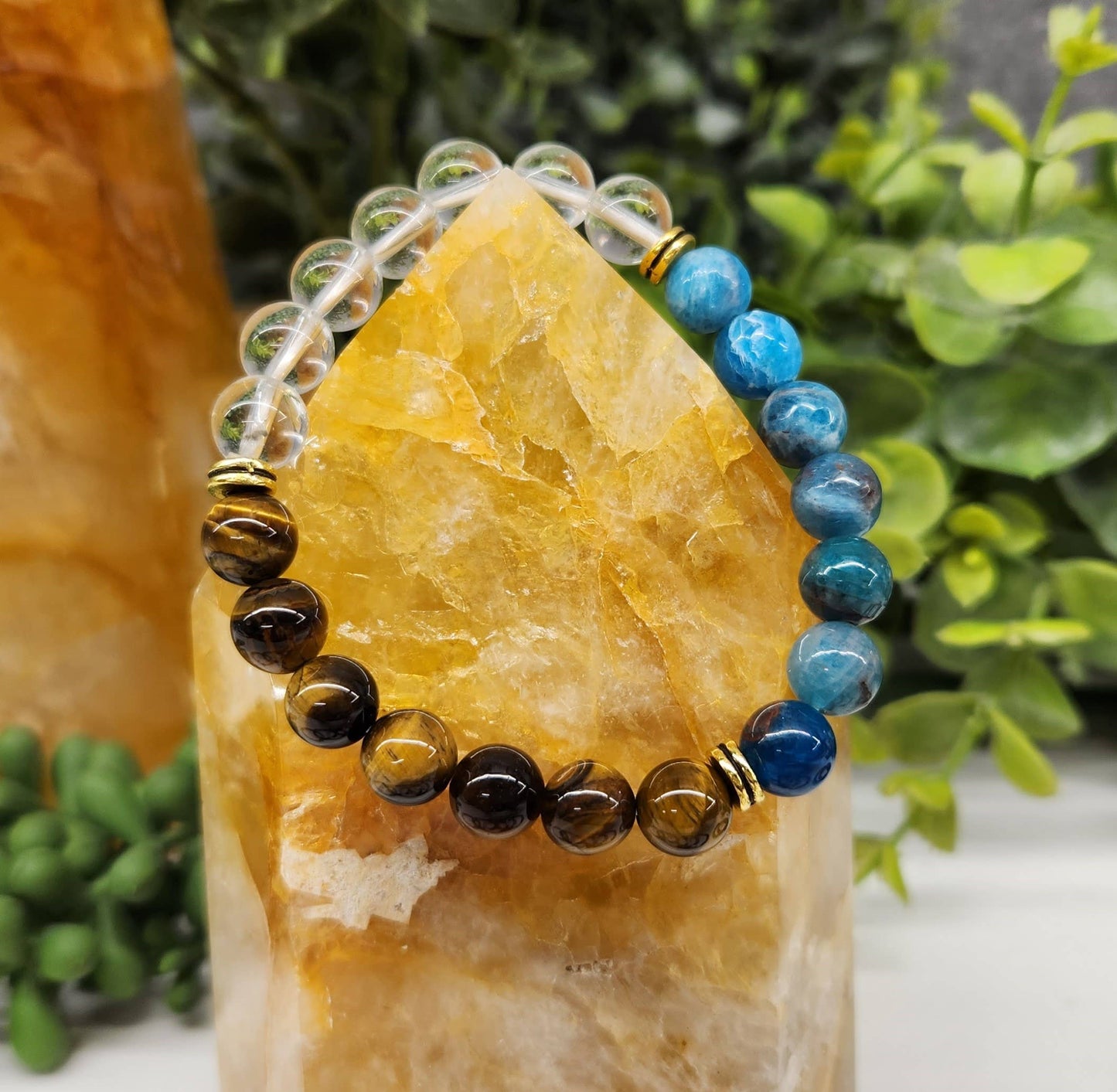 WEIGHT LOSS - Blue Apatite/Tiger eye/Clear Quartz Bracelet