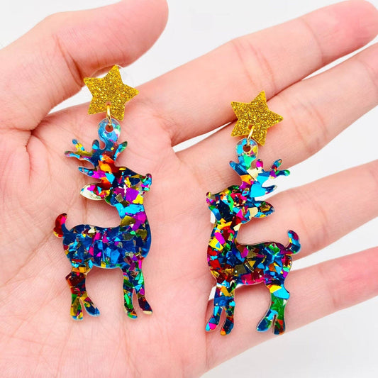 Holiday Kaleidoscope Reindeer Earrings