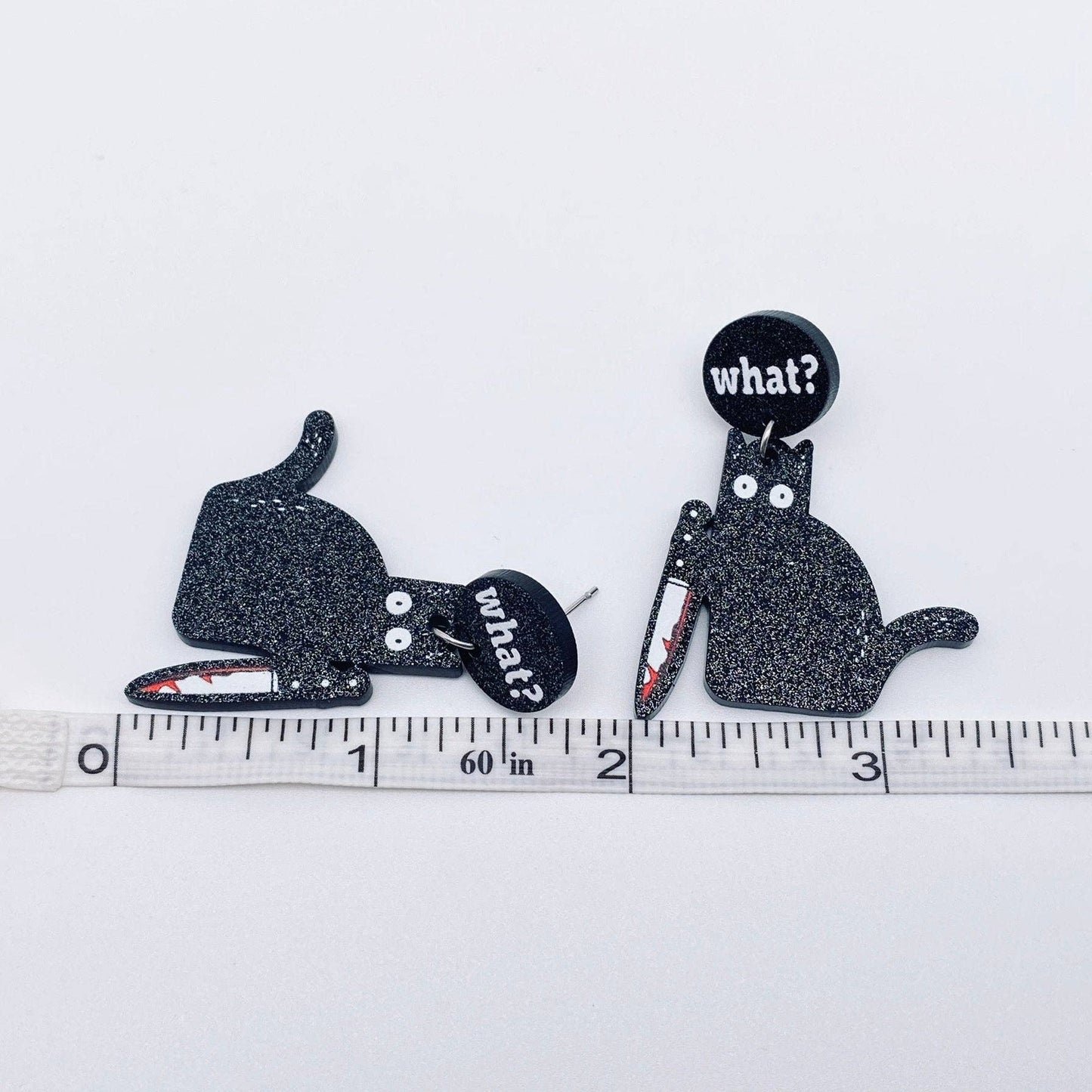 Black Stabby Cat What Earrings