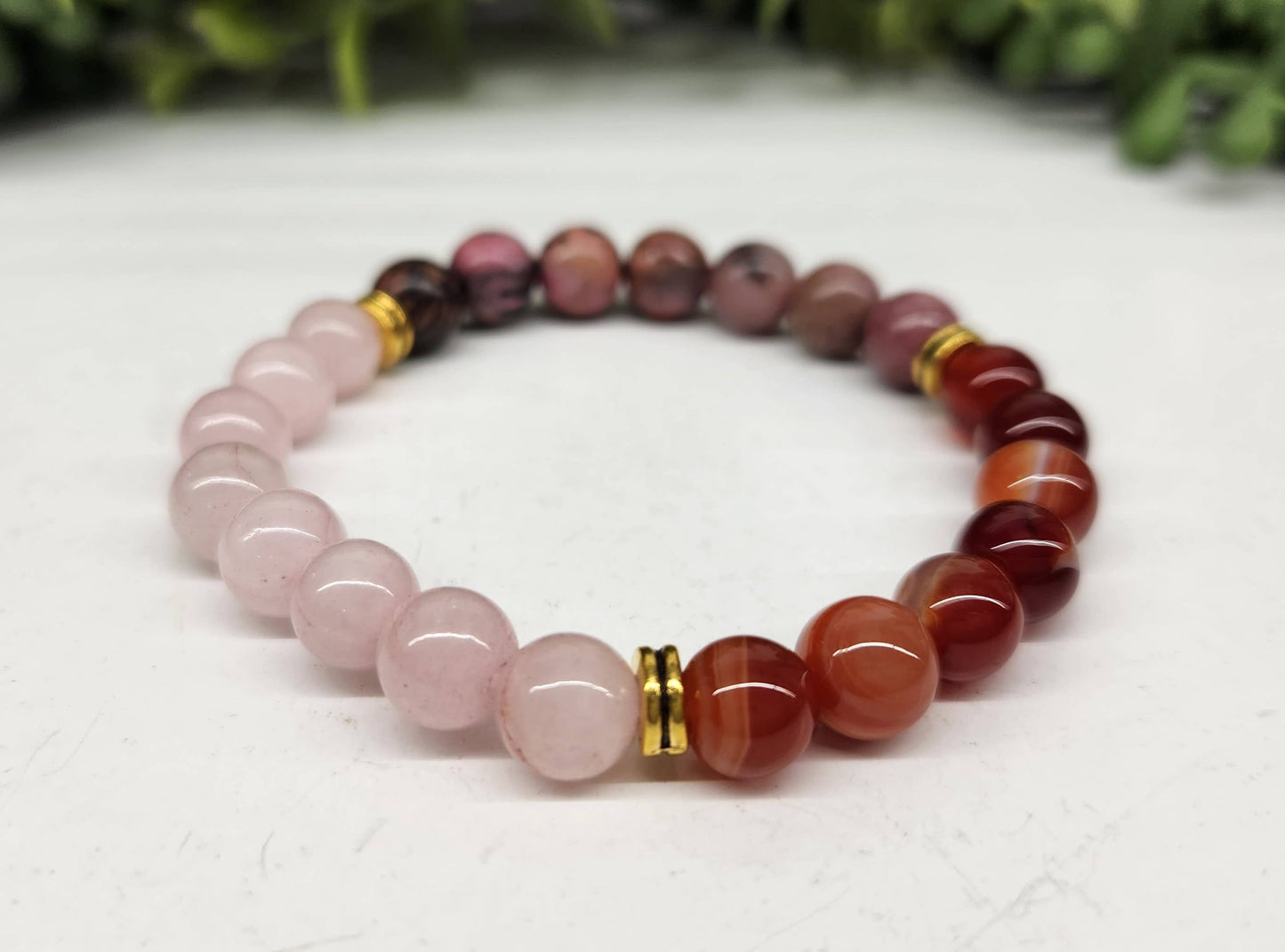 Self Love - Rose Quartz/Banded Carnelian/Rhodonite Bracelet