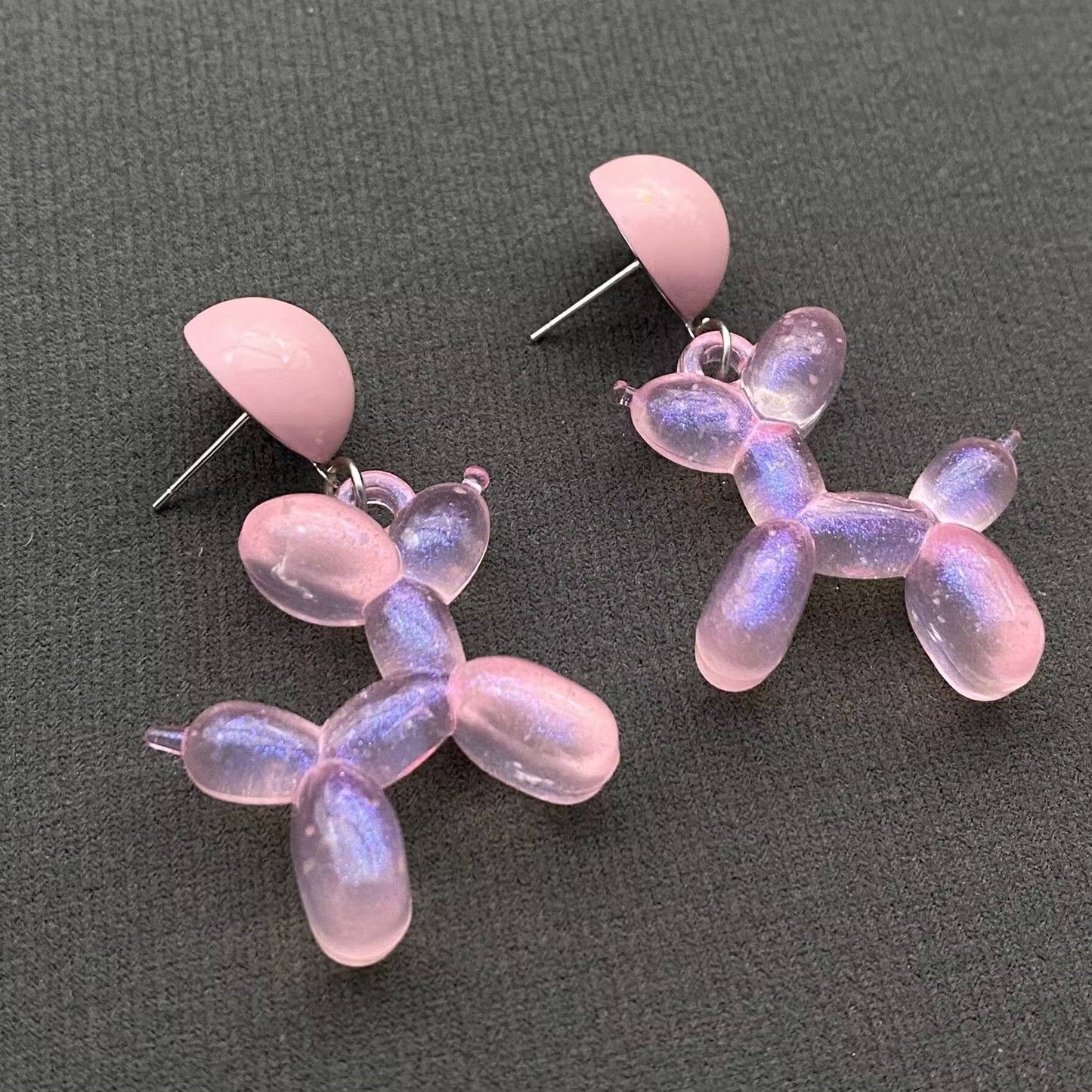 Pink Balloon Dog Earrings