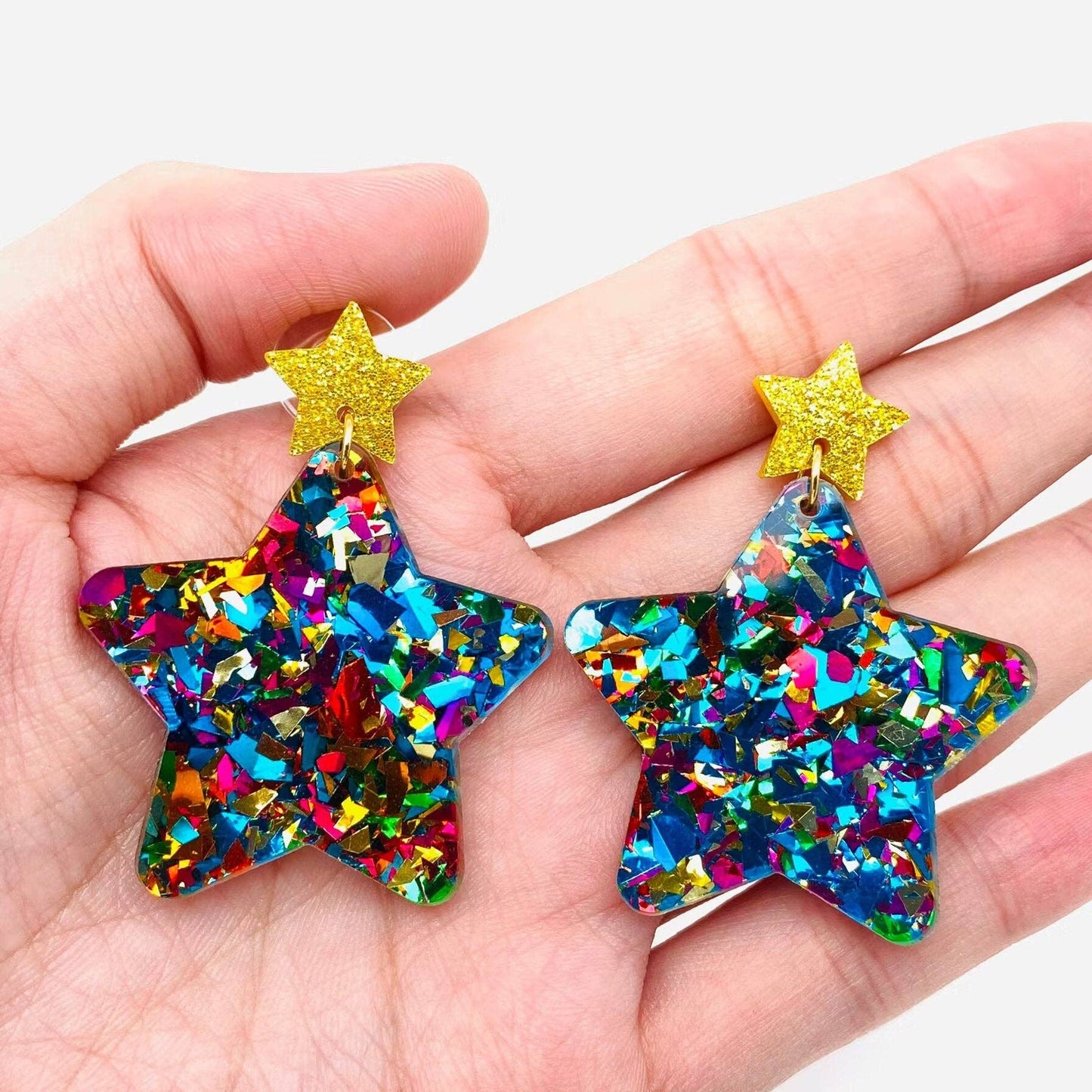 Holiday Starburst Glitter Earrings
