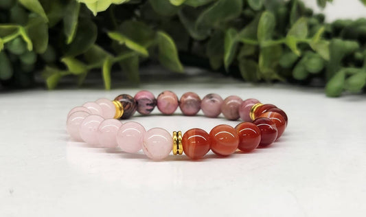 Self Love - Rose Quartz/Banded Carnelian/Rhodonite Bracelet